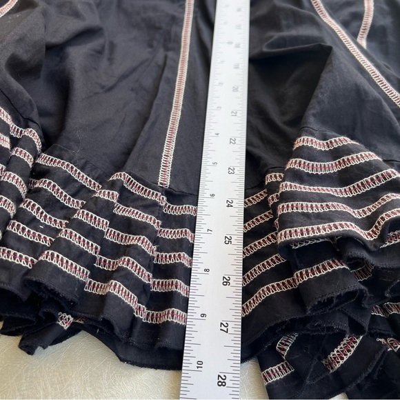 Vintage Nine West Black Red and White Stripes Midi A-Line Skirt Women Size 10 - Picture 6 of 7